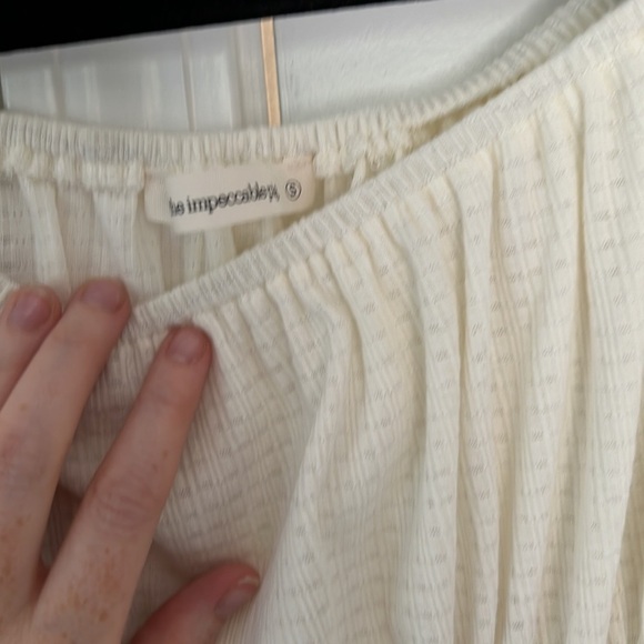 The Impeccable Pig Peasant Blouse Quarter Sleeve Cropped - Picture 3 of 4